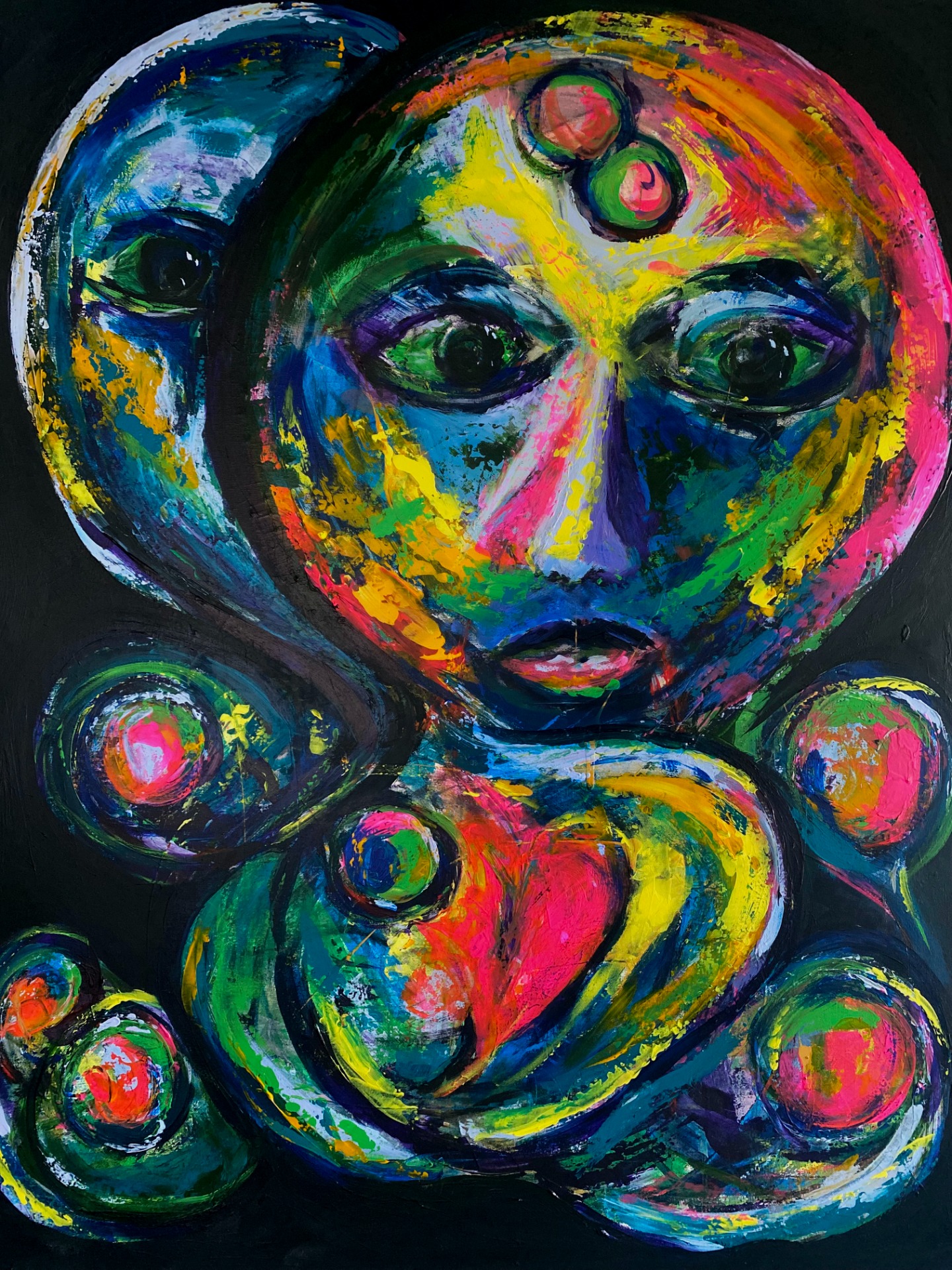 "Circle of Trust", DKK 7.000, akryl på lærred, 80 x 100 cm, 2024