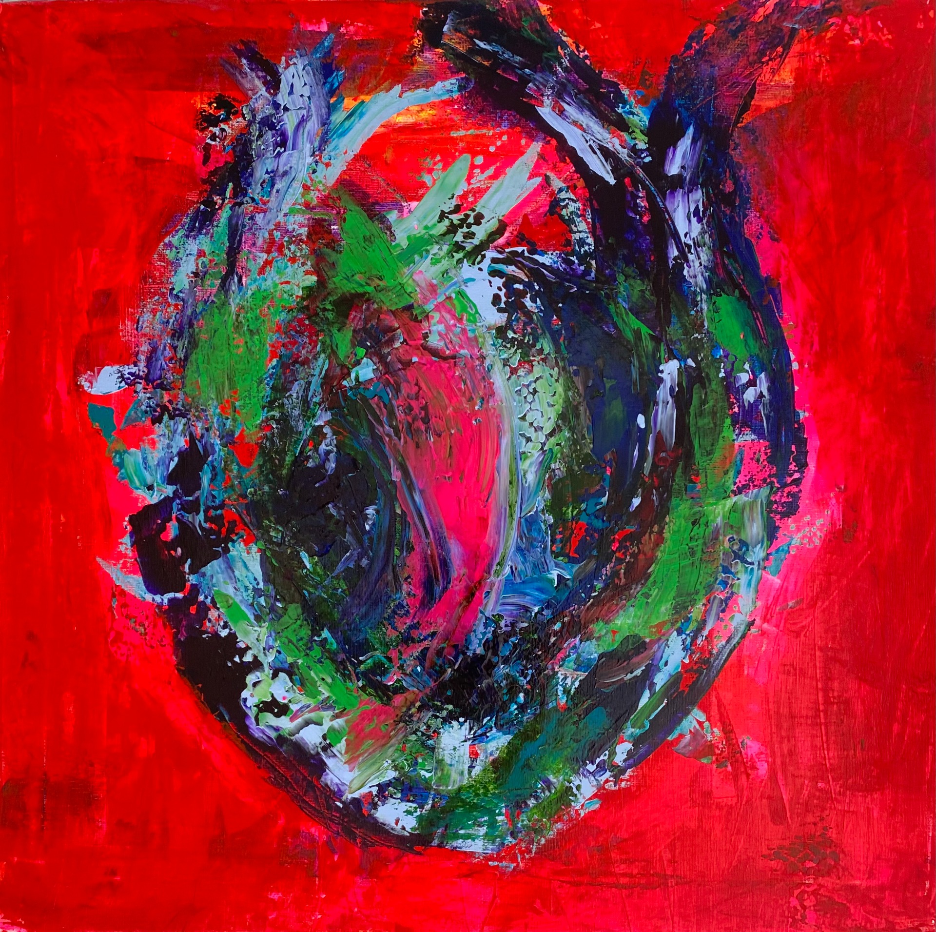 "Listen to your Heart I", DKK 3.000, akryl på lærred, 50 x 50 cm, 2024
