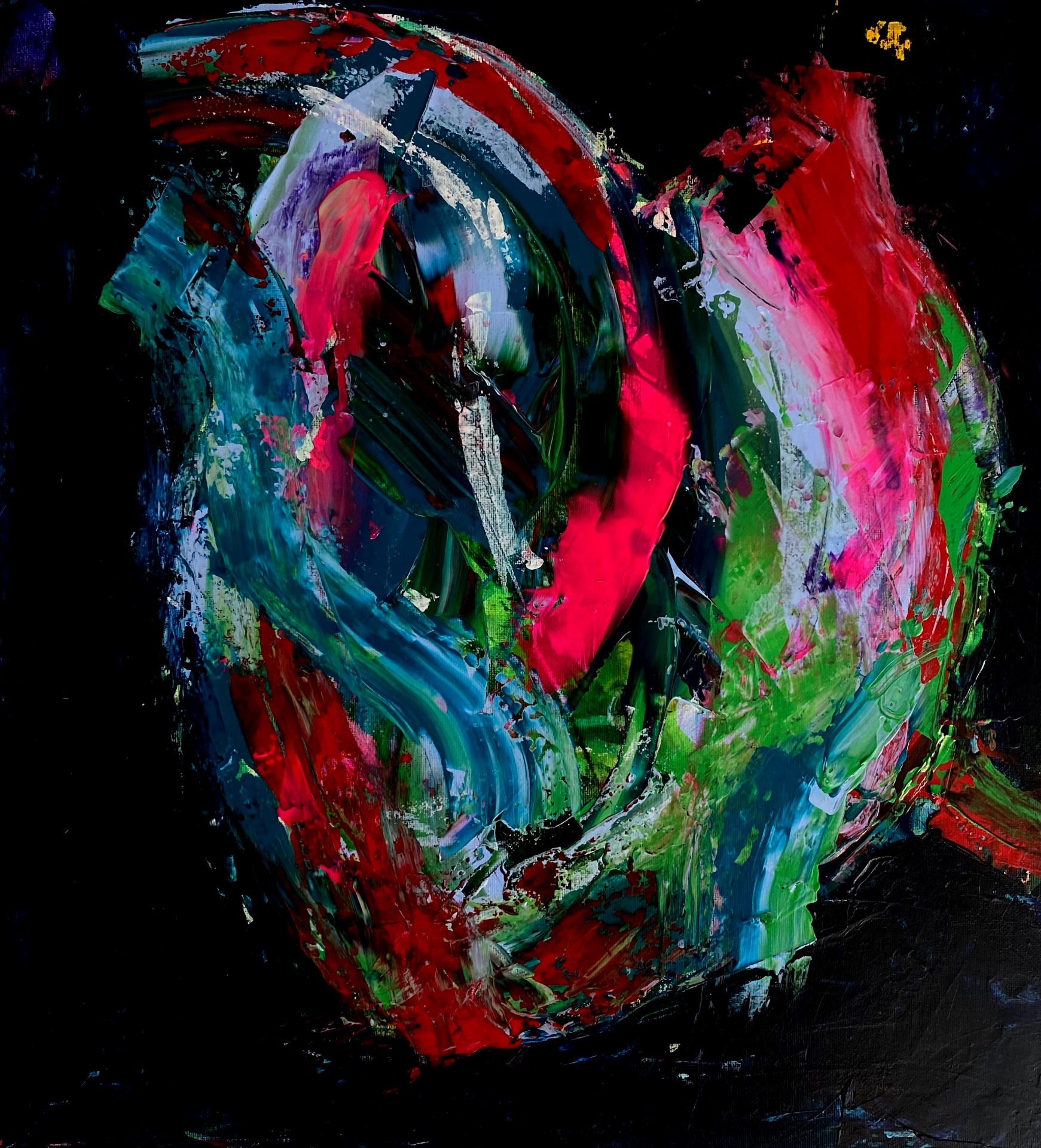 "Listen to your Heart III", DKK 3.000, akryl på lærred, 50 x 50 cm, 2024