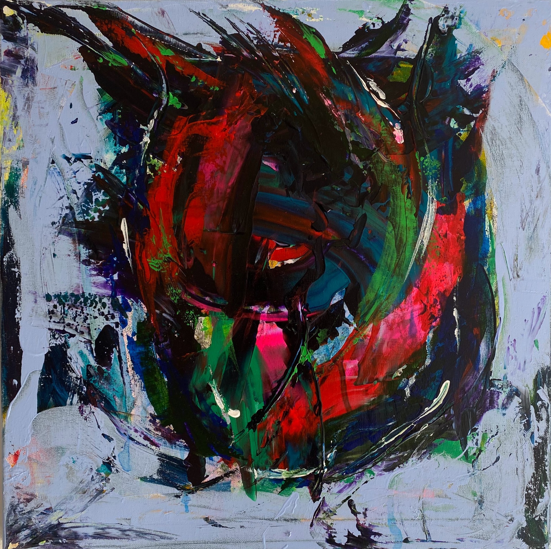 "Listen to your Heart II", DKK 3.000, akryl på lærred,  50 x 50 cm, 2024