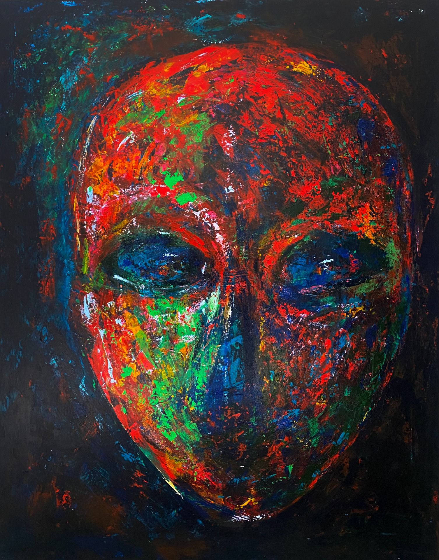 "Blue Phantom" 2024, DKK 7.000, akryl på lærred, 80 x 100 cm, 2024