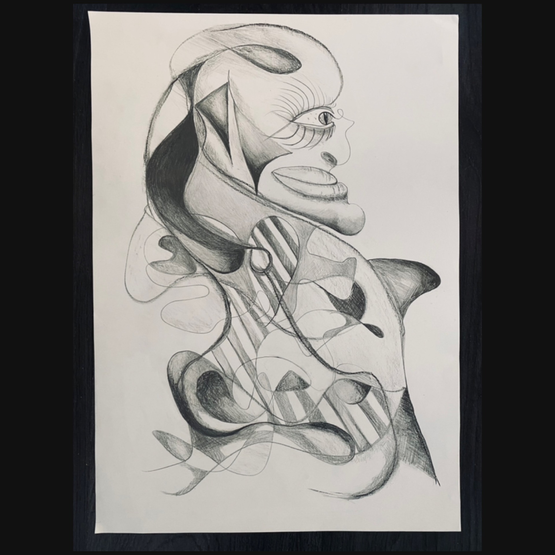 "Ambiguous", DKK 2.000, kul og blyant på papir, A3, 2023