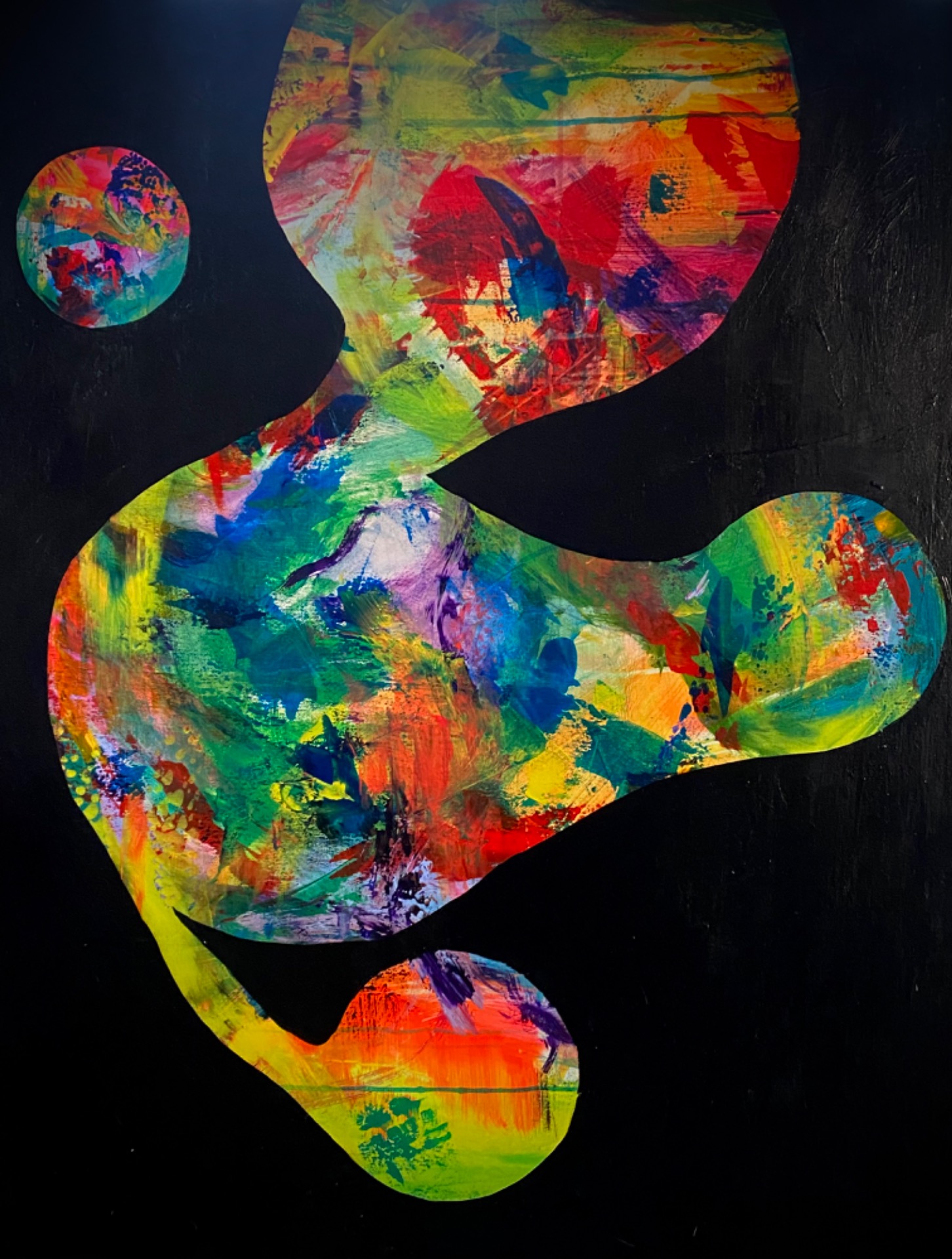 "Extra Terrestrial Birth", DKK 7.000, akryl på lærred, 80 x 100 cm, 2024