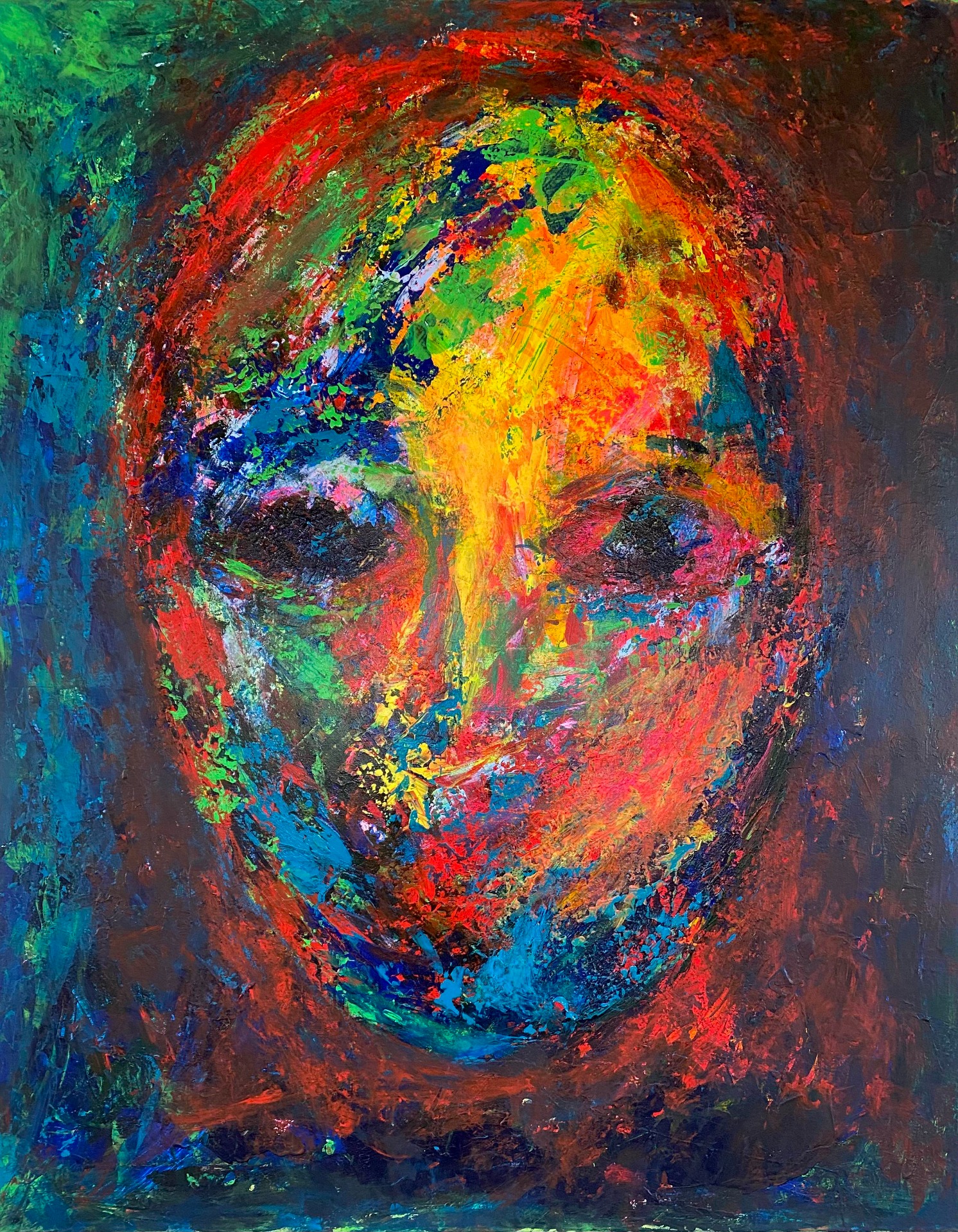 "Polychrome Phantom", DKK 7.000, akryl på lærred, 80 x 100 cm, 2025