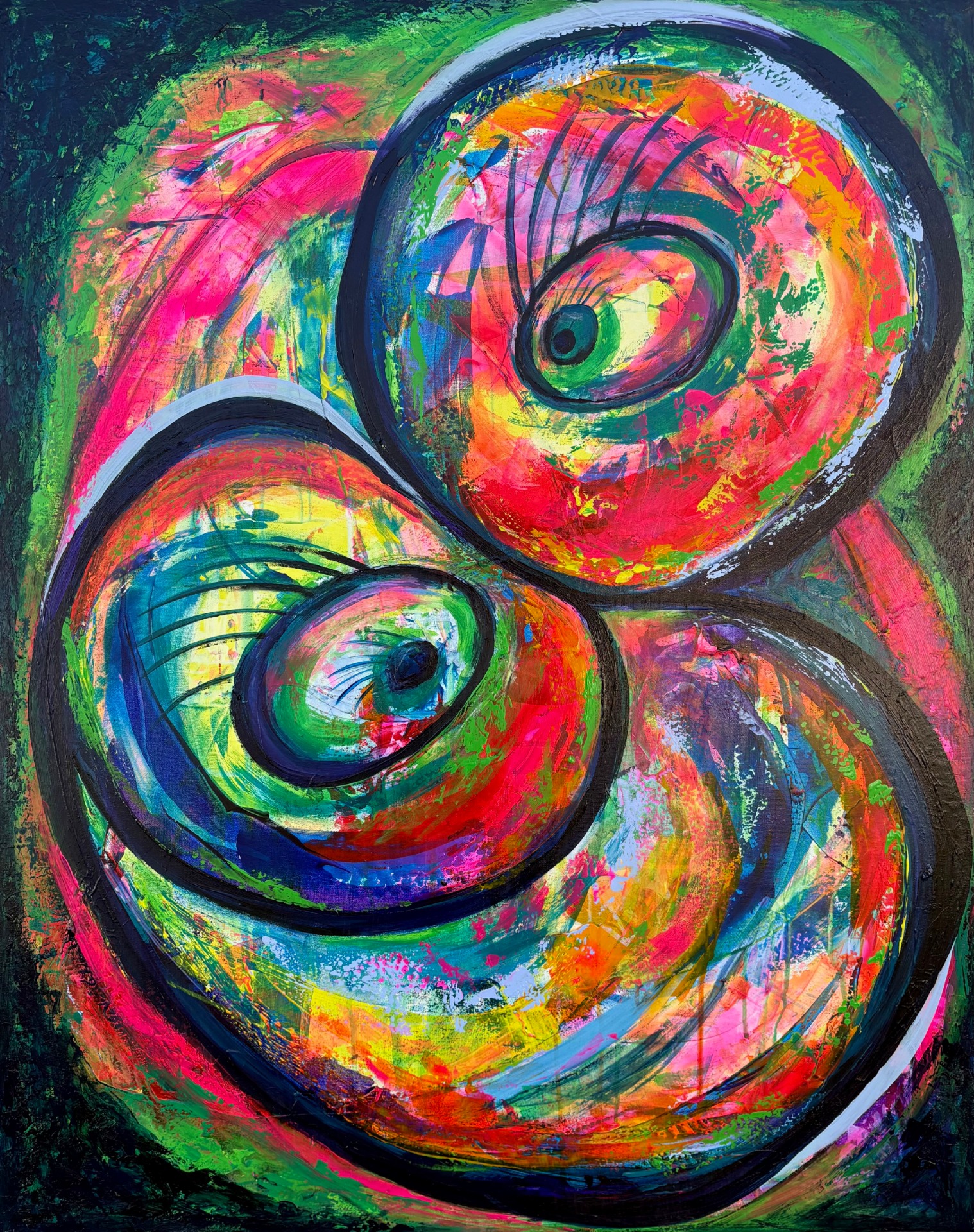 "Circle of Trust III", DKK 7.000, akryl på lærred, 80 x 100 cm, 2026