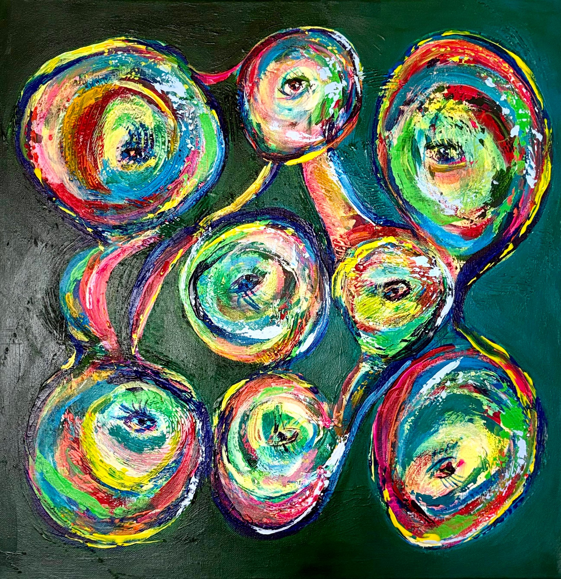 "Thought Tangle", DKK 3.000, akryl på lærred, 50 x 50 cm, 2026